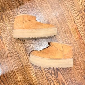 Tan Suede Platform Boots
